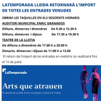 LaTemporada Lleida retornar limport de totes les entrades venudes